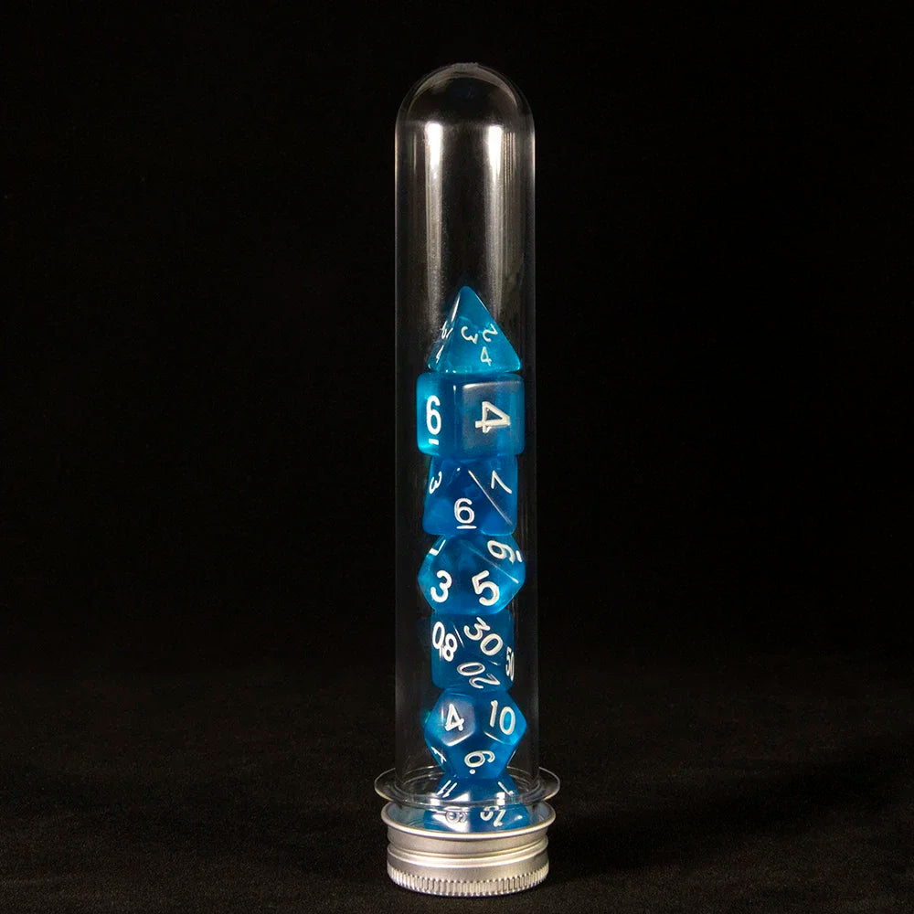 Transparent Polyhedral Dice Set - 7 Piece Acrylic Gaming Dice with tube,for DND TRPG Board Game and Role Playing Game Accessorie