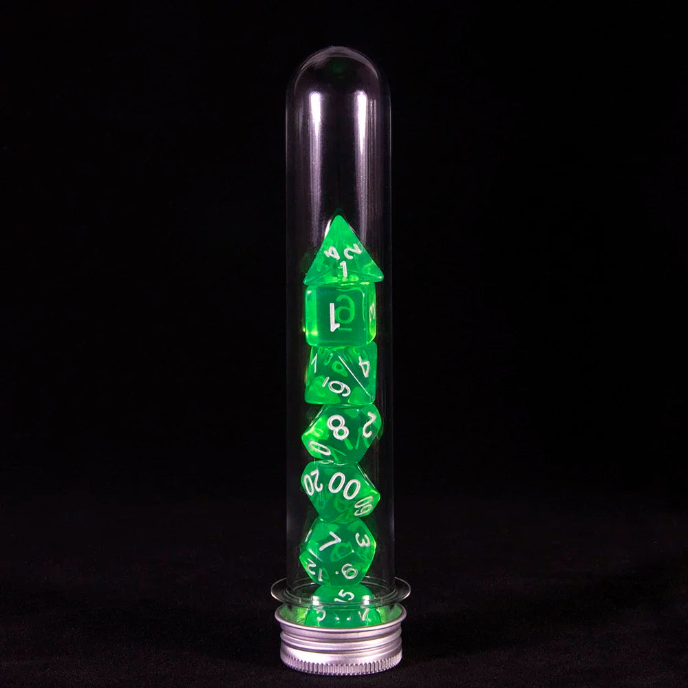 Transparent Polyhedral Dice Set - 7 Piece Acrylic Gaming Dice with tube,for DND TRPG Board Game and Role Playing Game Accessorie