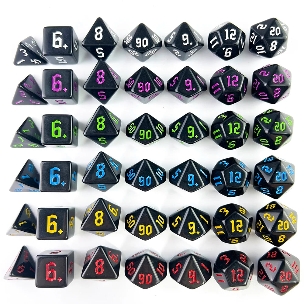 DND Dice Set 7pcs/set Game Dice Opaque Effect D4-D20 for RPG DND Tabletop Game