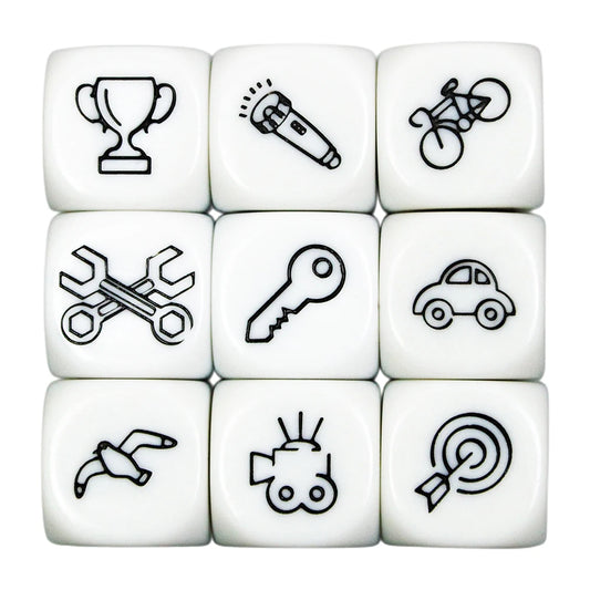 9pcs/set Engraved Patterns Dice Telling Story Dice D6 Dice Set for Board Game Family Entertainment Party Games