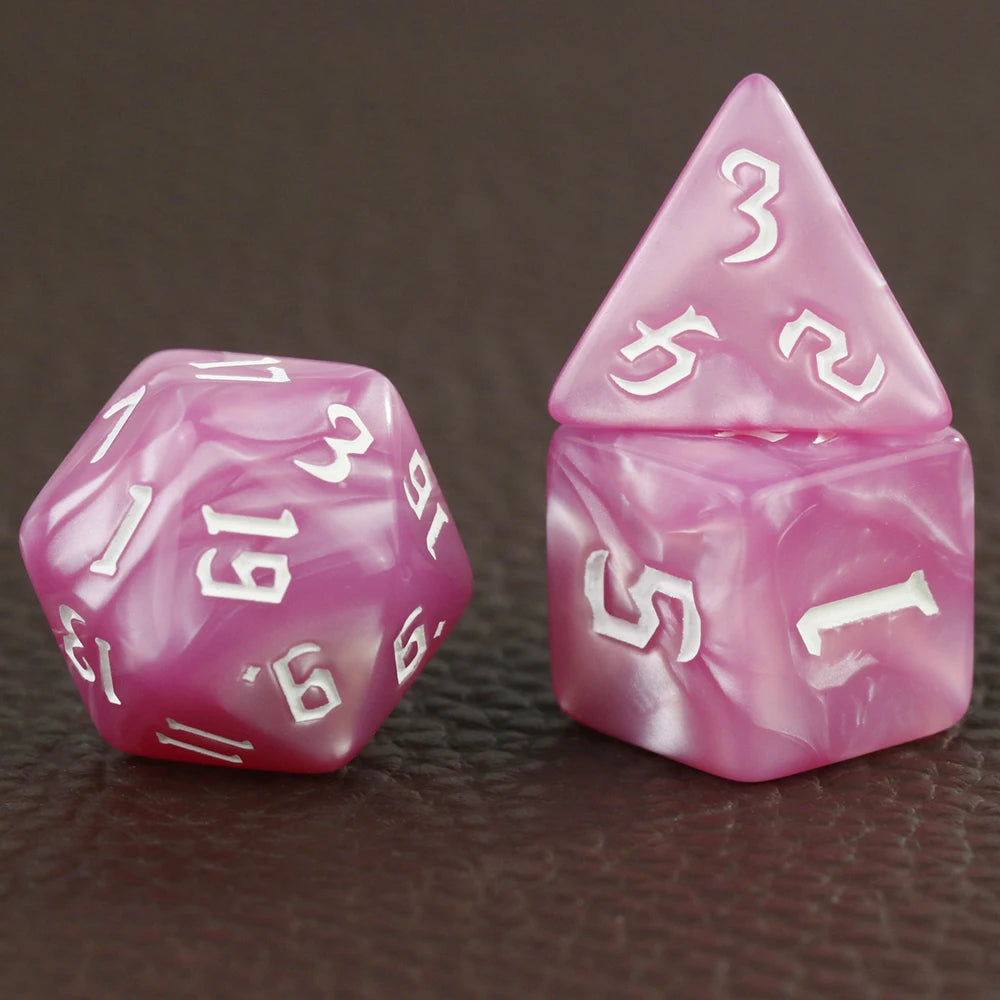 DND Polyhedron Dice Set 7 Pieces D4 D6 D8 D10 D% D12 D20 Marble Effect Game Dices with Tube,for D&D RPG Role Playing Table Games