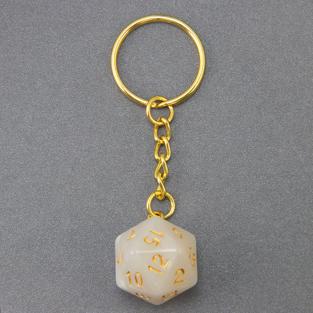 Marble Colored Dice Keychain DND Board Game Souvenirs 20 Sided Dice Pendant Keychain for Men Women
