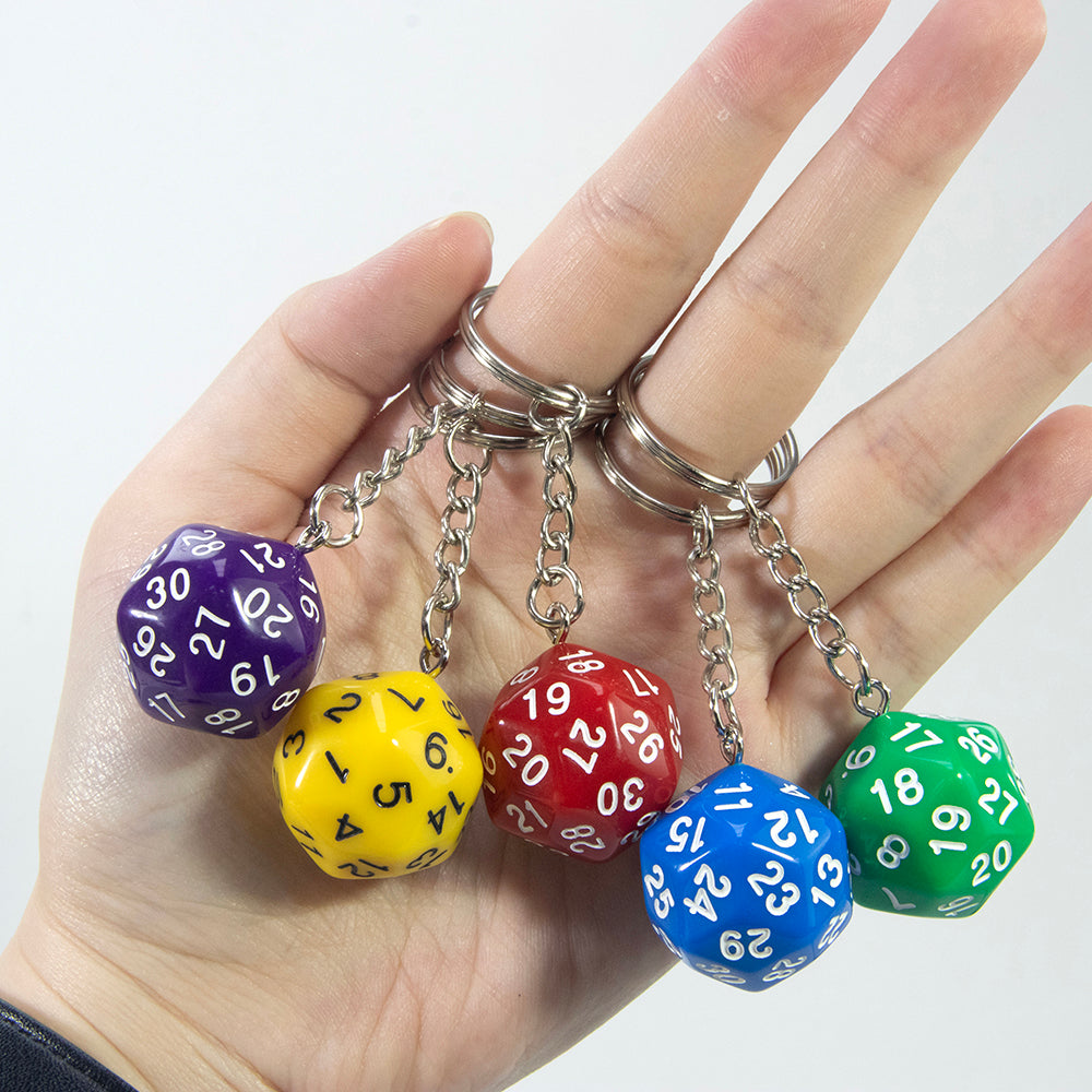 Dice Pendant Keychain Game Souvenirs D30 Dice Keyholder for Men Women Bag