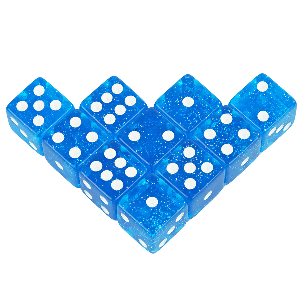 16mm Dice Set for Tabletop Games, 10pcs  6 Sided Dice, Transparent Glitter Effect, Acrylic Square-Corner Dice for Board Games DND TRPG