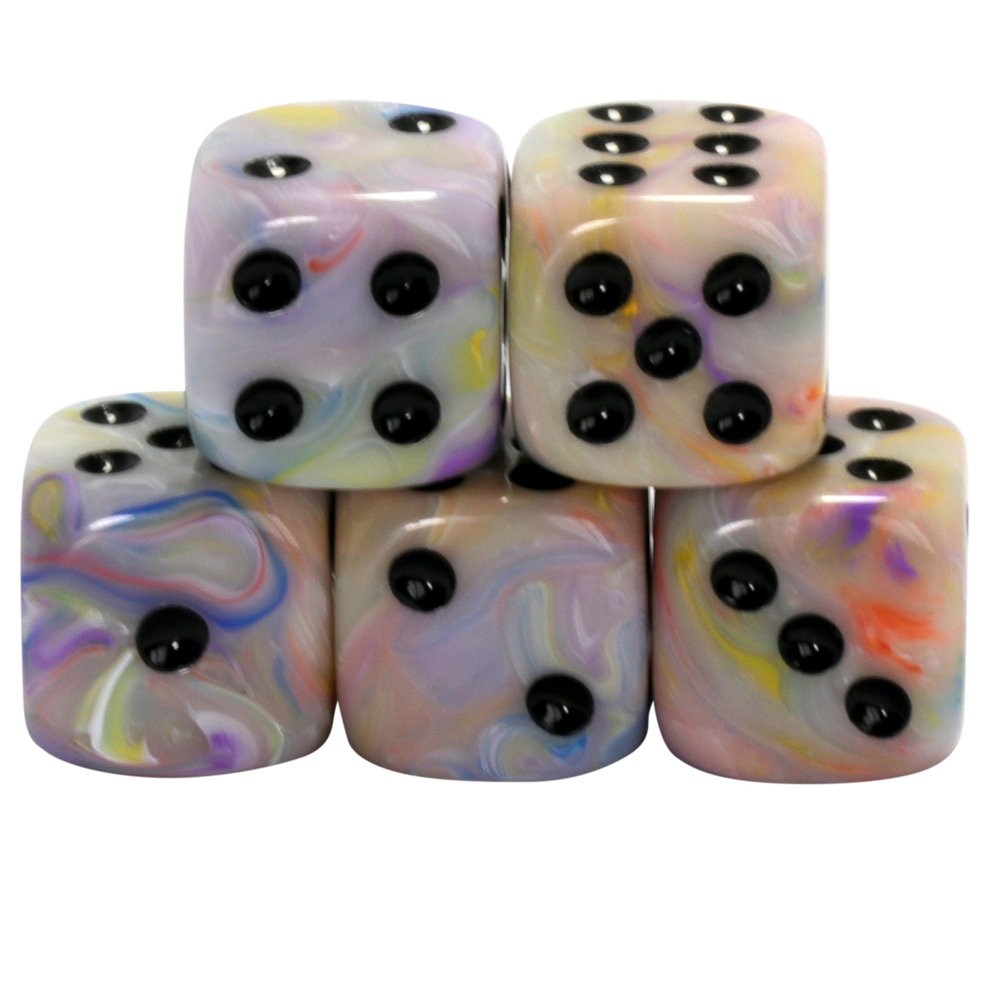 Rounded Corner Dice - 5pcs 16mm D6 Dice Polyhedral 6 Sided Game Dice Set for Table Games DND TRPG