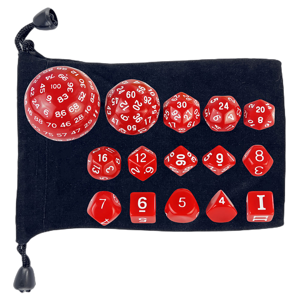 15pcs D3-D100 Game Dice with Bag Opaque Polyhedral Dice for DND Role Playing Board Game Accessories
