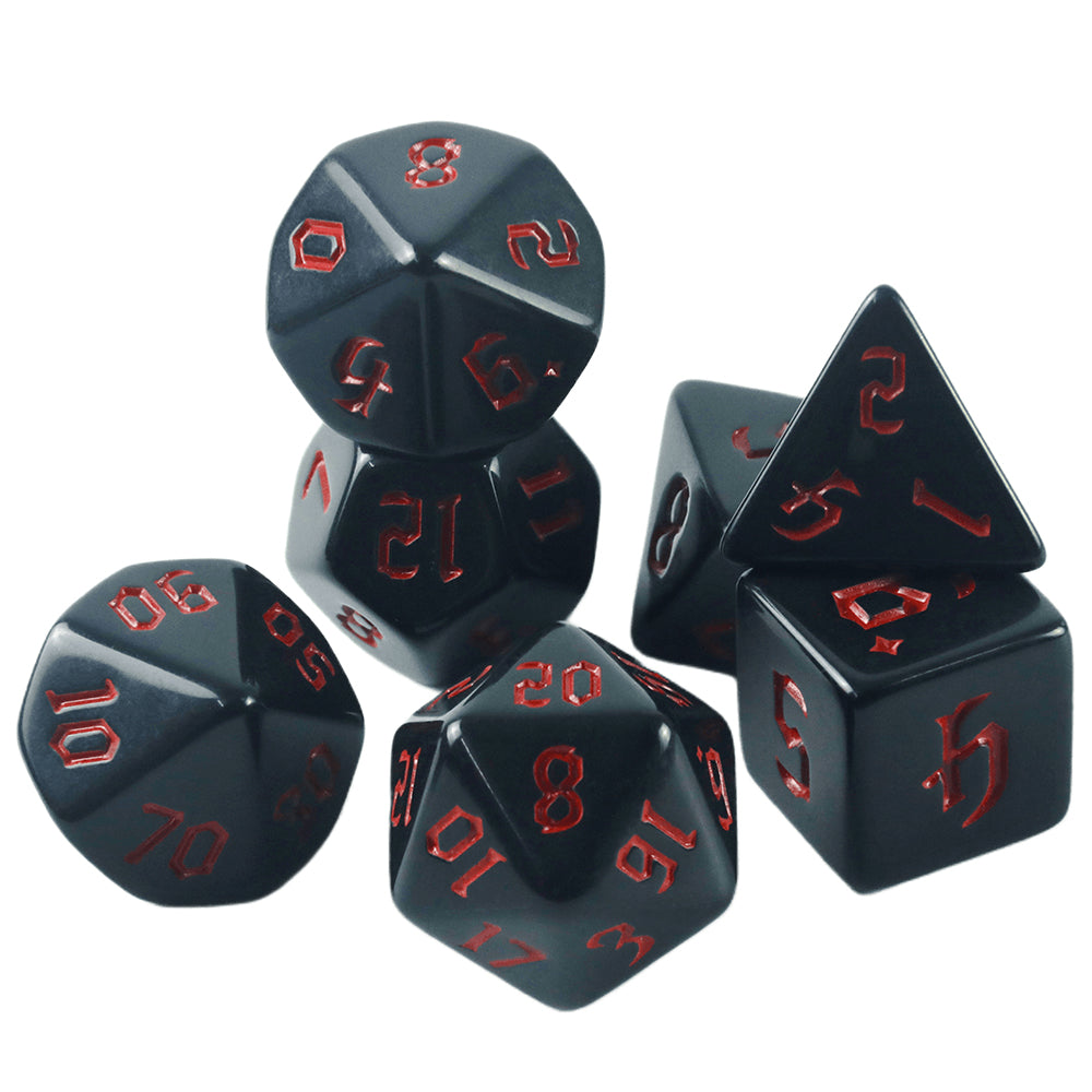 Opaque Dice Set 7pcs Game Black Dice Polyhedral Dice Set for Entertainment Toys & Games Accessories 7pcs - D4 D6 D8 D10 D00 D12 D20 with Tube