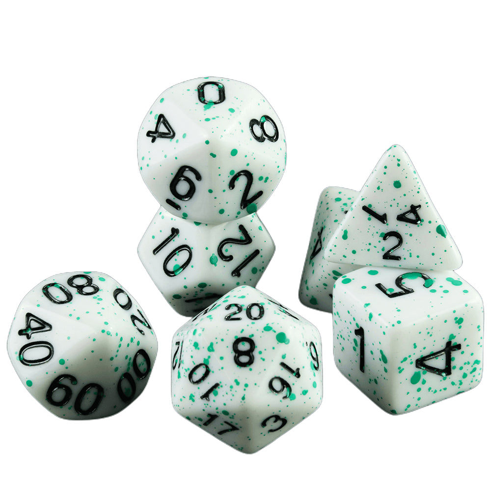 7pcs DND Dice Set Splatter Effect Polyhedral Dice D4-D20 for Role Playing DND Board Game