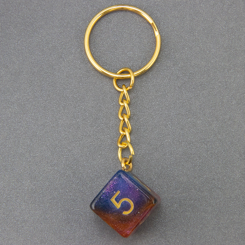 Galaxy Effect Dice Keychains D4-D20 Dice Keyring Car Bag Keychains Key Holder Men Women Gift