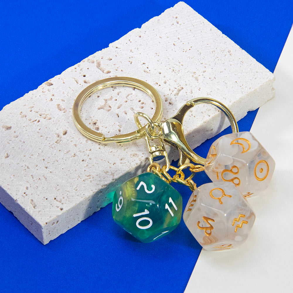 Dice Pendant Keychain Creative Gift Keyring Tarot D12 Dice Keychains for Wallet Handbag Lanyard