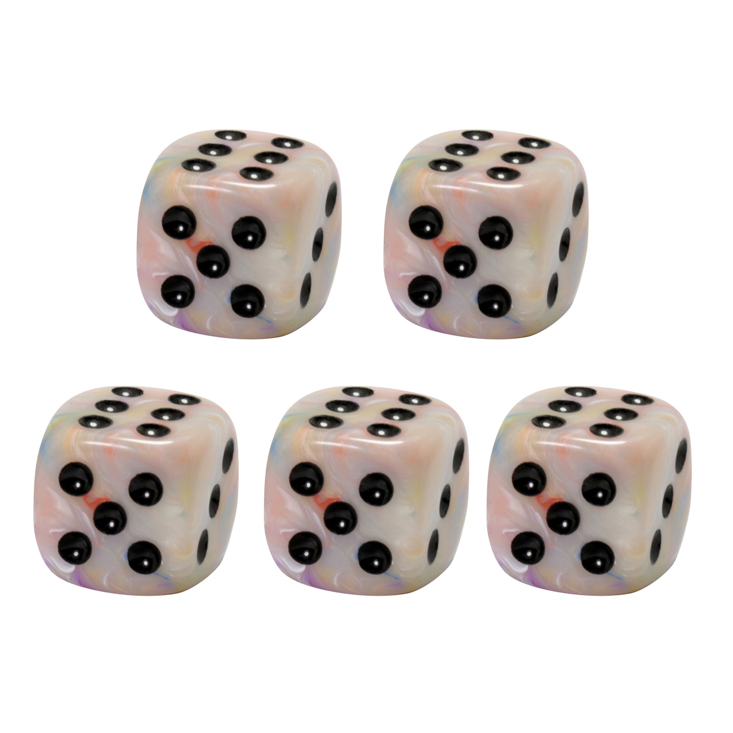 Rounded Corner Dice - 5pcs 16mm D6 Dice Polyhedral 6 Sided Game Dice Set for Table Games DND TRPG