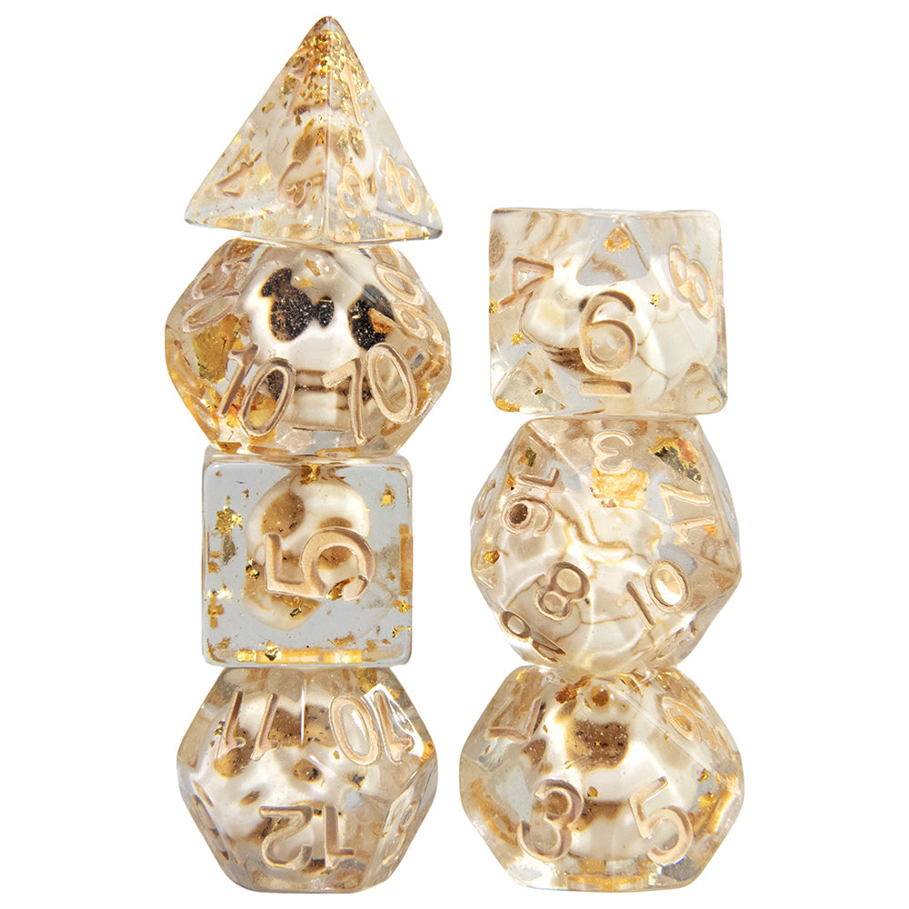 Shells/Skull Polyhedral Dice Set 7 Pieces D4-D20 D&D Game Dices for DND TRPG Board Game and Role Playing Game Accessories
