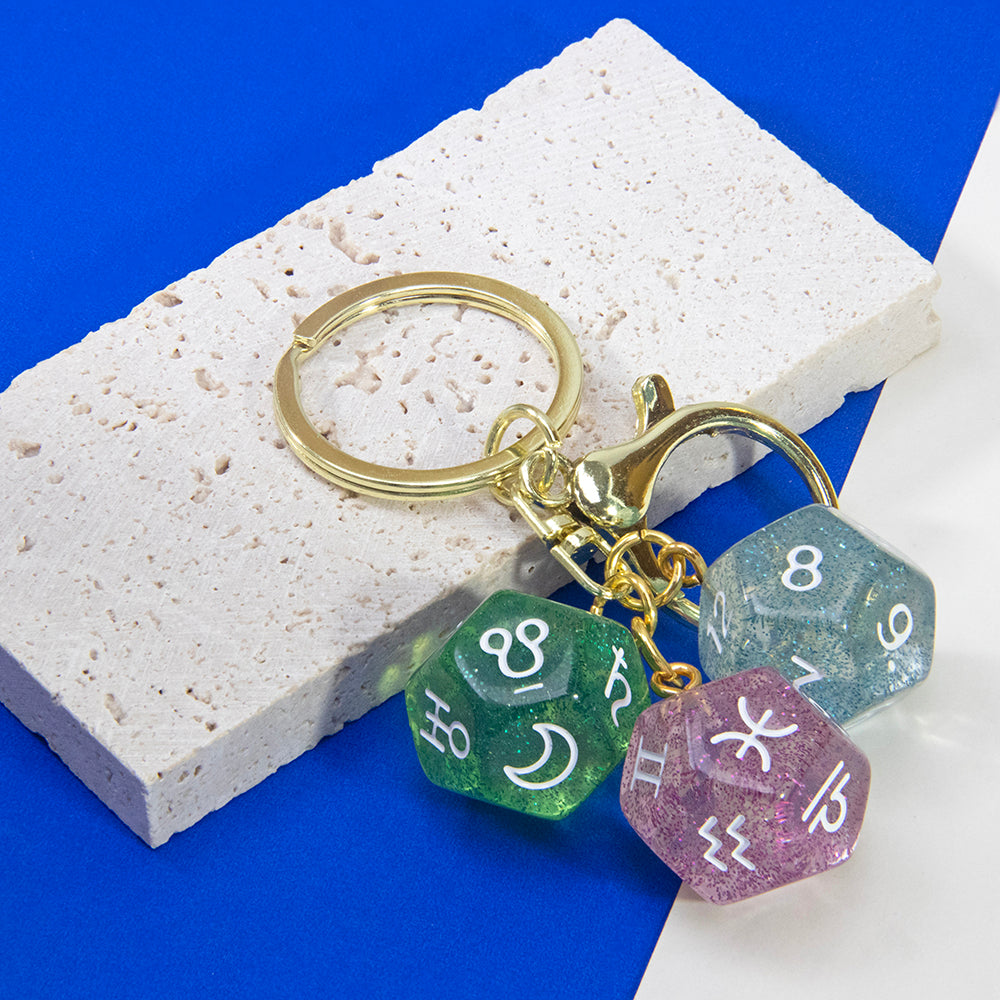 Dice Pendant Keychain Creative Gift Keyring Tarot D12 Dice Keychains for Wallet Handbag Lanyard