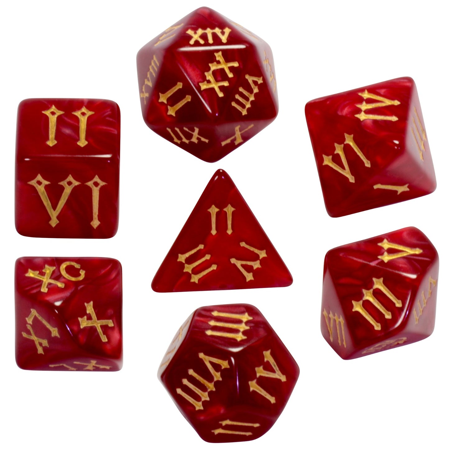 DND Dice Set - 7pcs Polyhedral Dice D4-D20 with Roman Digital for Board Game TRPG DND Game