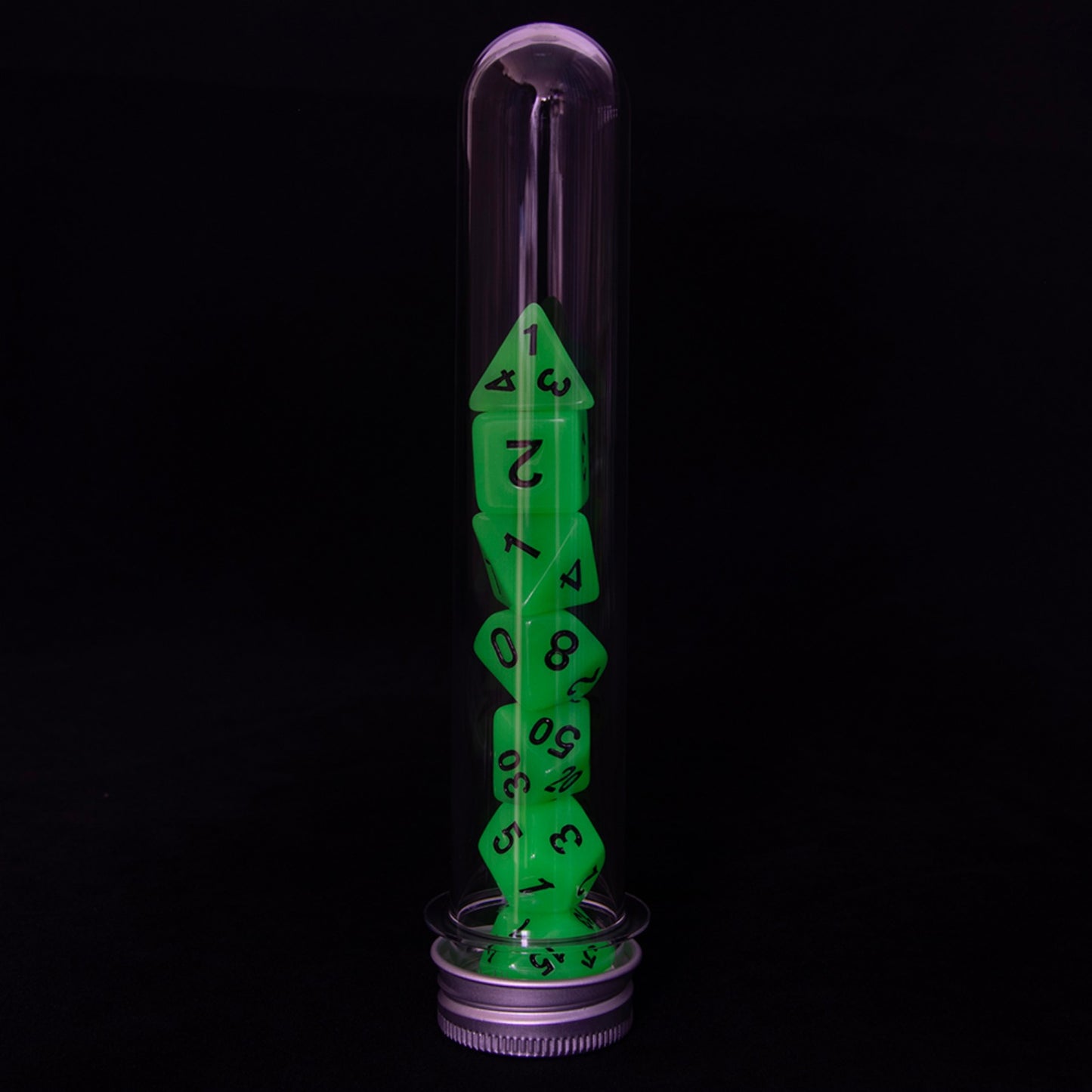 Glowing Dice Polyhedral Dice RPG DND Dice Set 7piece Luminous Dice with Tube for D&D Tabletop Role-Playing Games Party Supplies