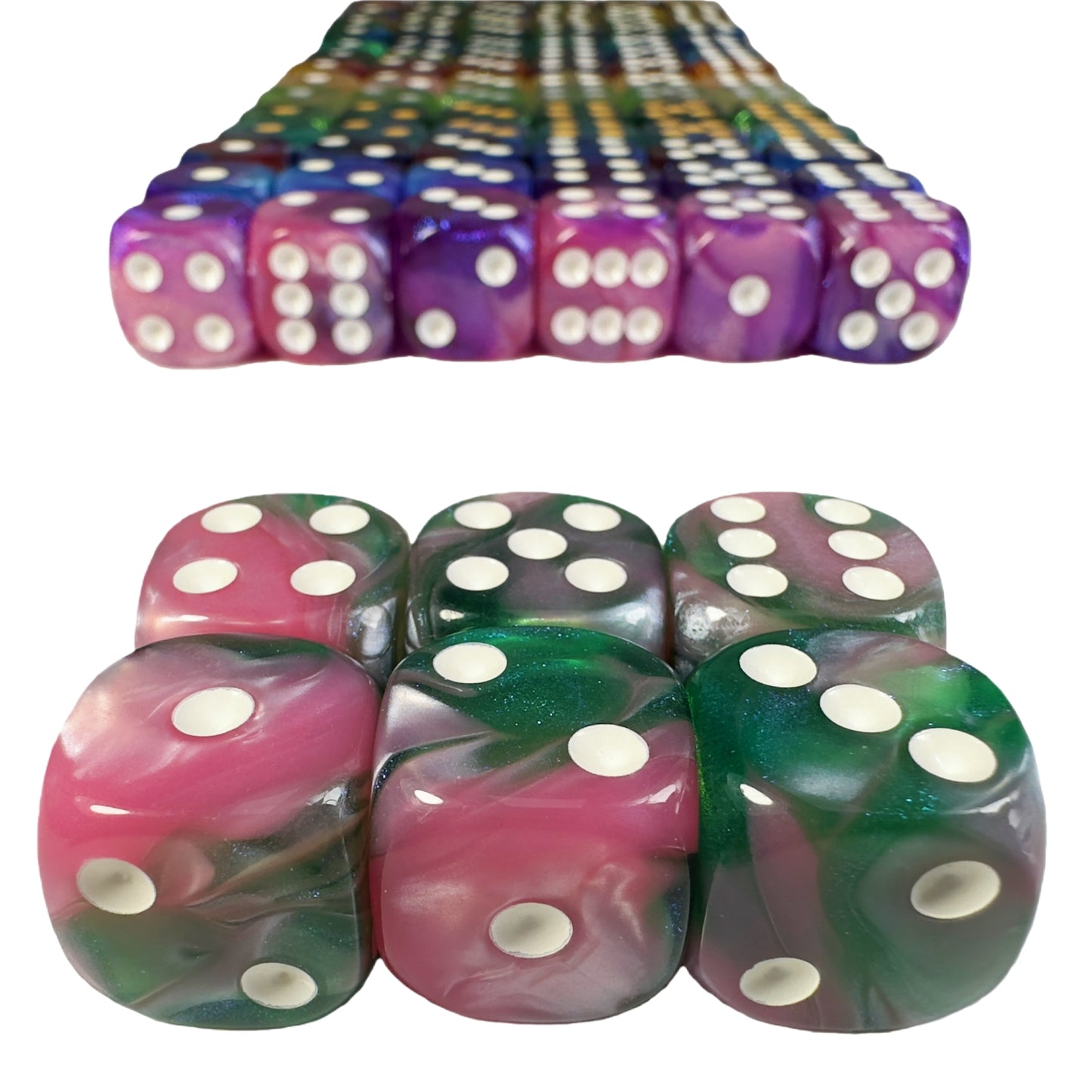 6pcs 16mm DND Dice 6 Sided with Pips, D6 Mixing Color with Glitter Dice for Party Entertainment Table Game