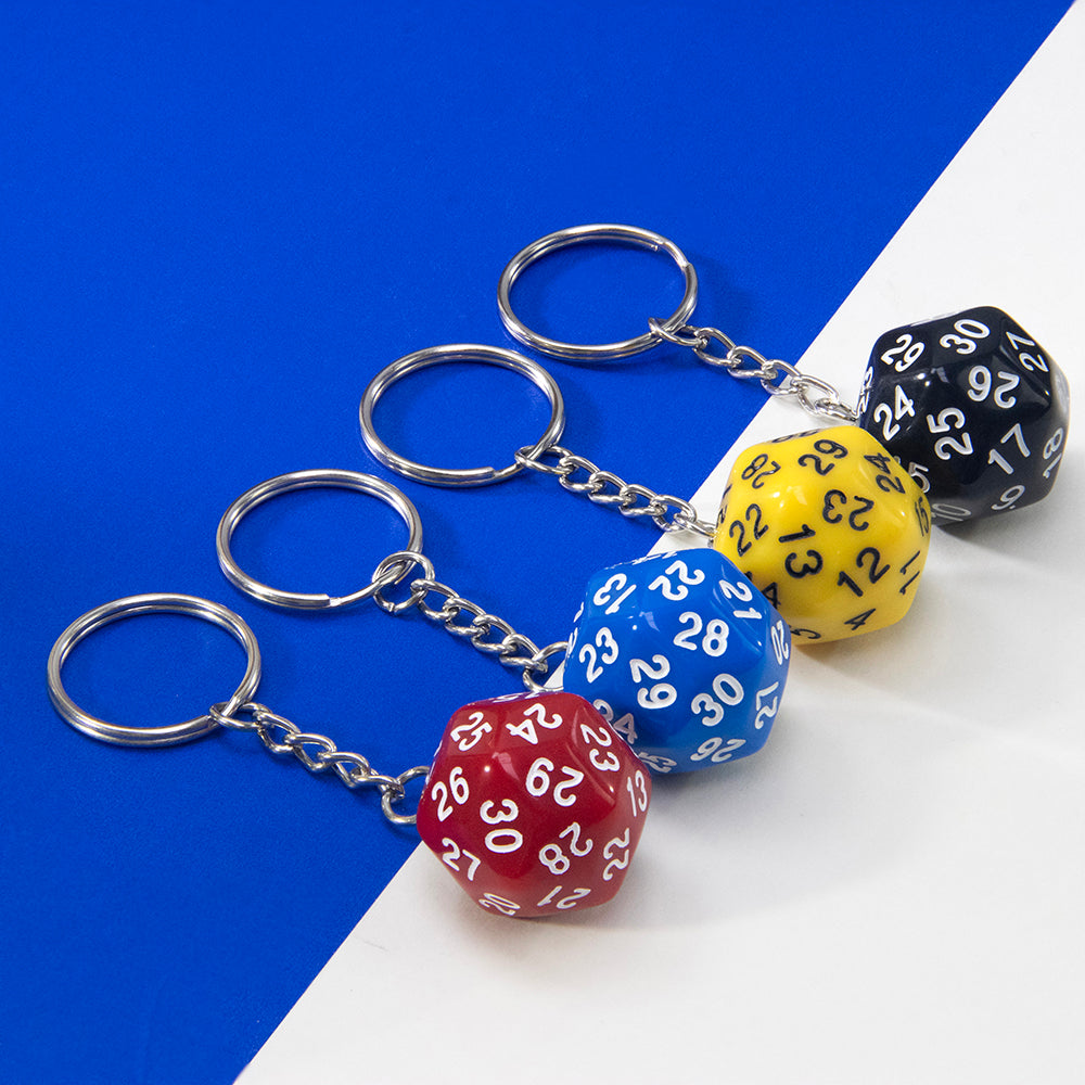 Dice Pendant Keychain Game Souvenirs D30 Dice Keyholder for Men Women Bag