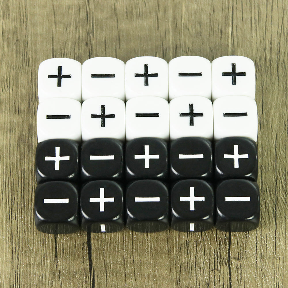10pcs Fortune Dice +/- Symbol Dice for Adventure Tabletop Game