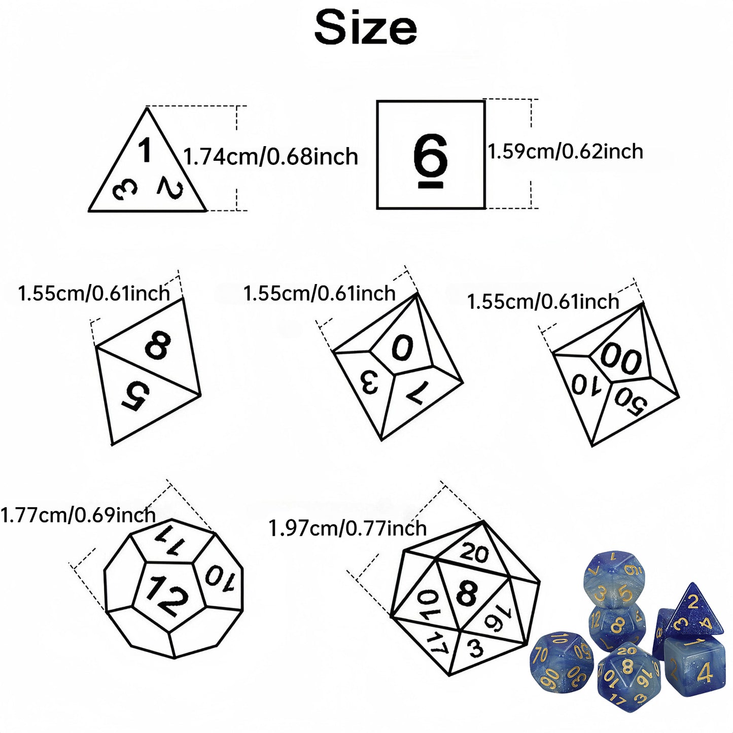 DND Dice Set 7pcs Mixing Color and Glitter Polyhedral Dice for DND TRPG Board Game Accessories Tabletop Game Dice D4 D6 D10 D00 D12 D20