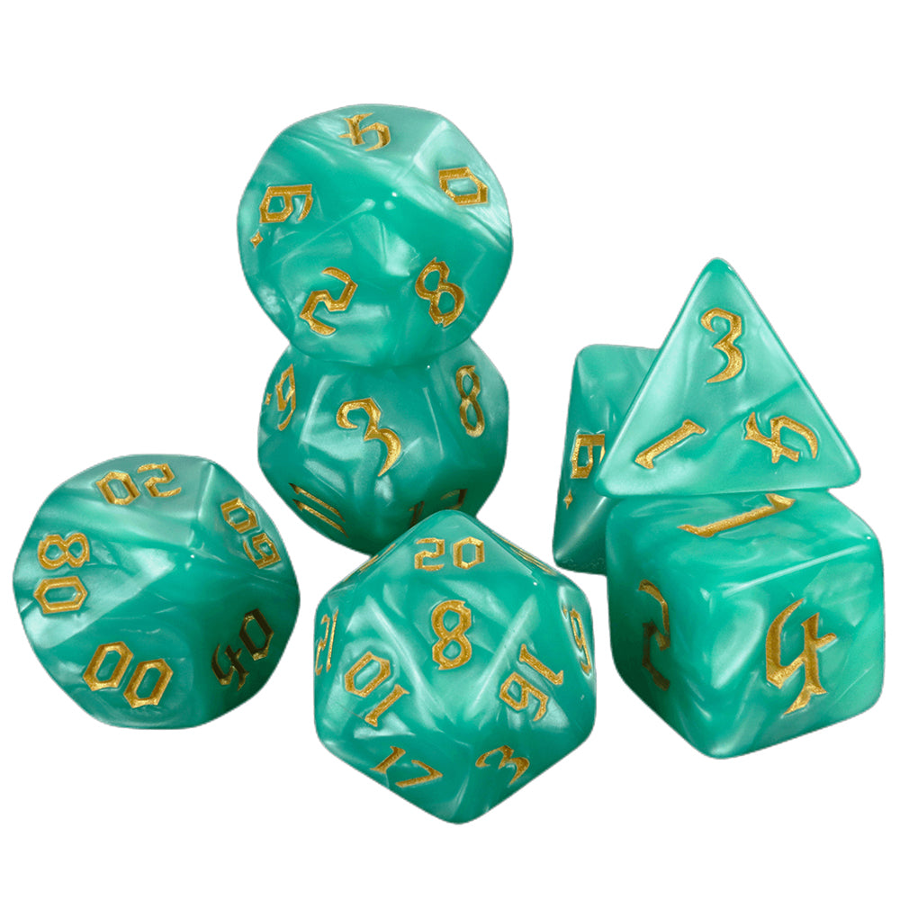 DND Polyhedral Dice Set 7 Pieces Marble Effect Game Dice Set with Tube for D&D RPG Role Playing Table Games