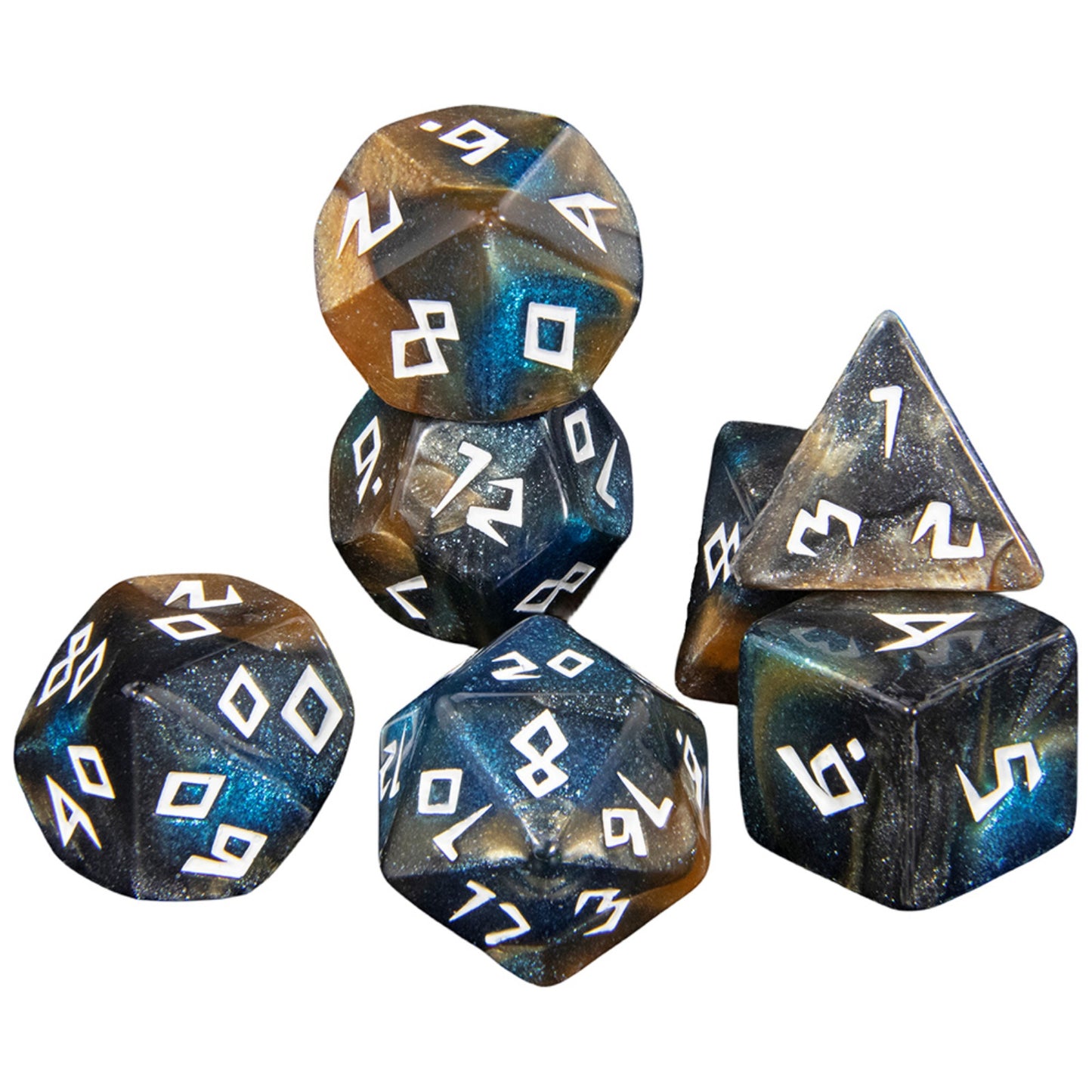 DND Dice Set Acrylic Polyhedral Dice 7 Pieces Mixed Colour Glitter Games Dice for RPG DND Board Game Accessories