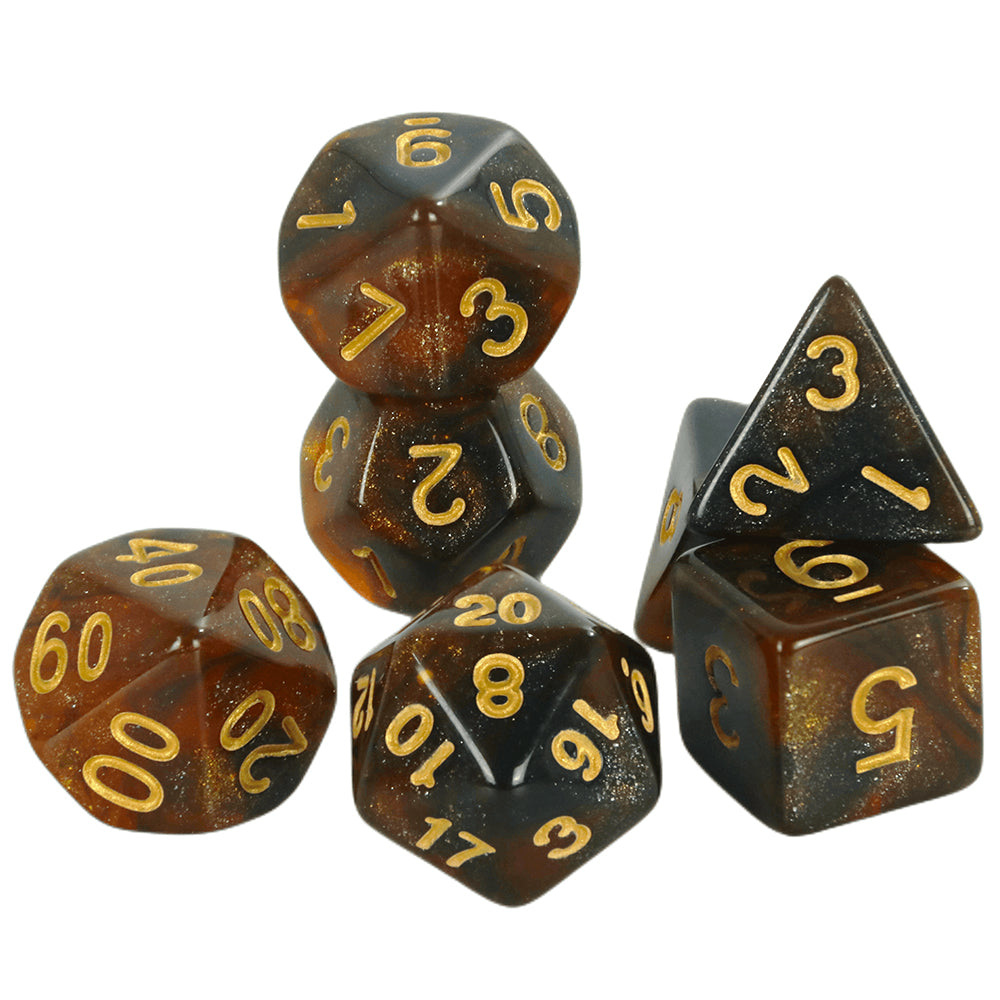 DND Dice Set 7pcs Mixing Color and Glitter Polyhedral Dice for DND TRPG Board Game Accessories Tabletop Game Dice D4 D6 D10 D00 D12 D20