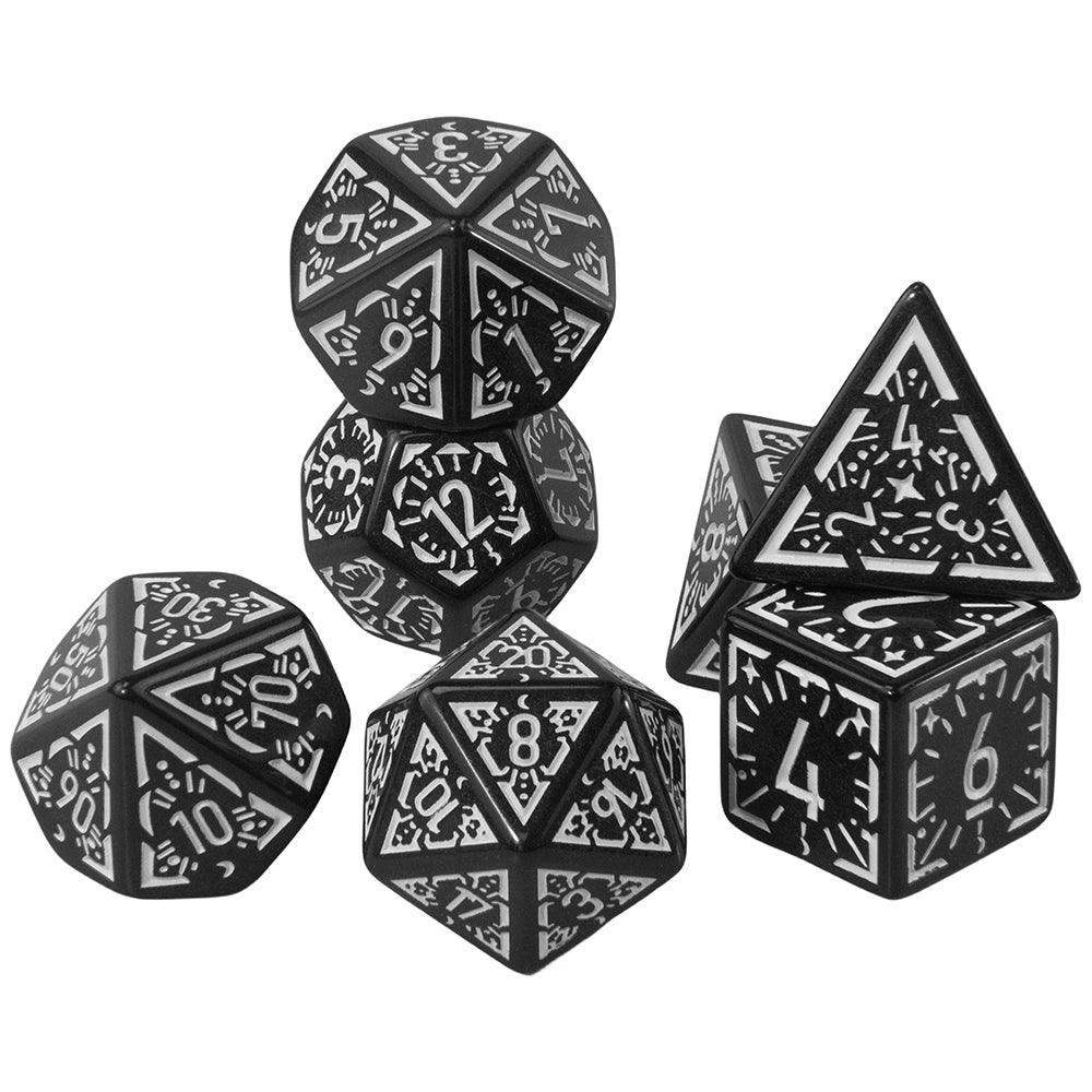 DND Carving Pattern Dice 7Pcs RPG Polyhedral Dice Set for Boardgame As Gift Entertainment Accessories