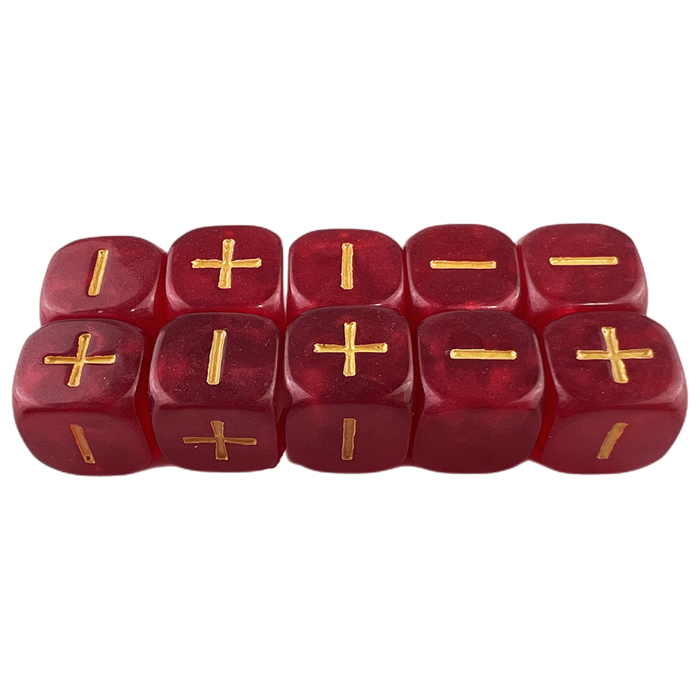 10Pcs Standard Fudge Dice (+/-/0 Symbols) - Compatible with All Fudge-Based Games Marble Effect Dice