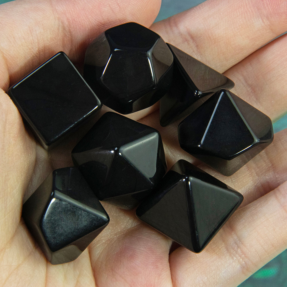7pcs Blank Poyhedral Dice DIY Board Game, Black/ White