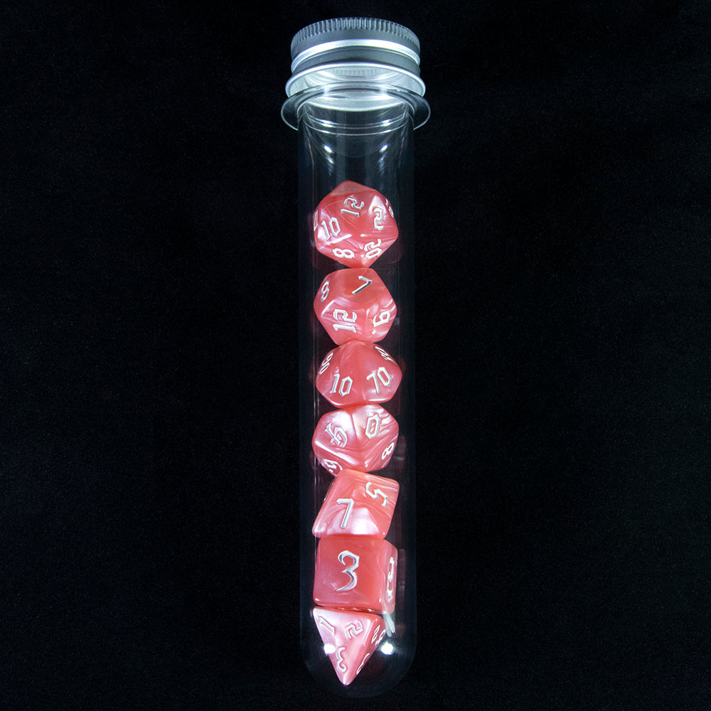 DND Polyhedron Dice Set 7 Pieces D4 D6 D8 D10 D% D12 D20 Marble Effect Game Dices with Tube,for D&D RPG Role Playing Table Games