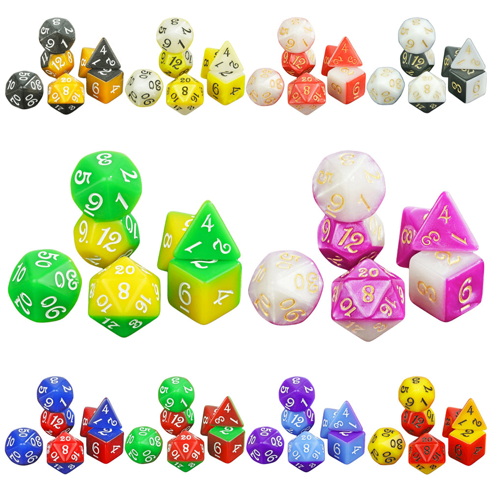 Two Tones Dice Set - 7pcs Polyhedral Dice Role Playing Dice for Dungeons Game Magic Game Board Game Accessories