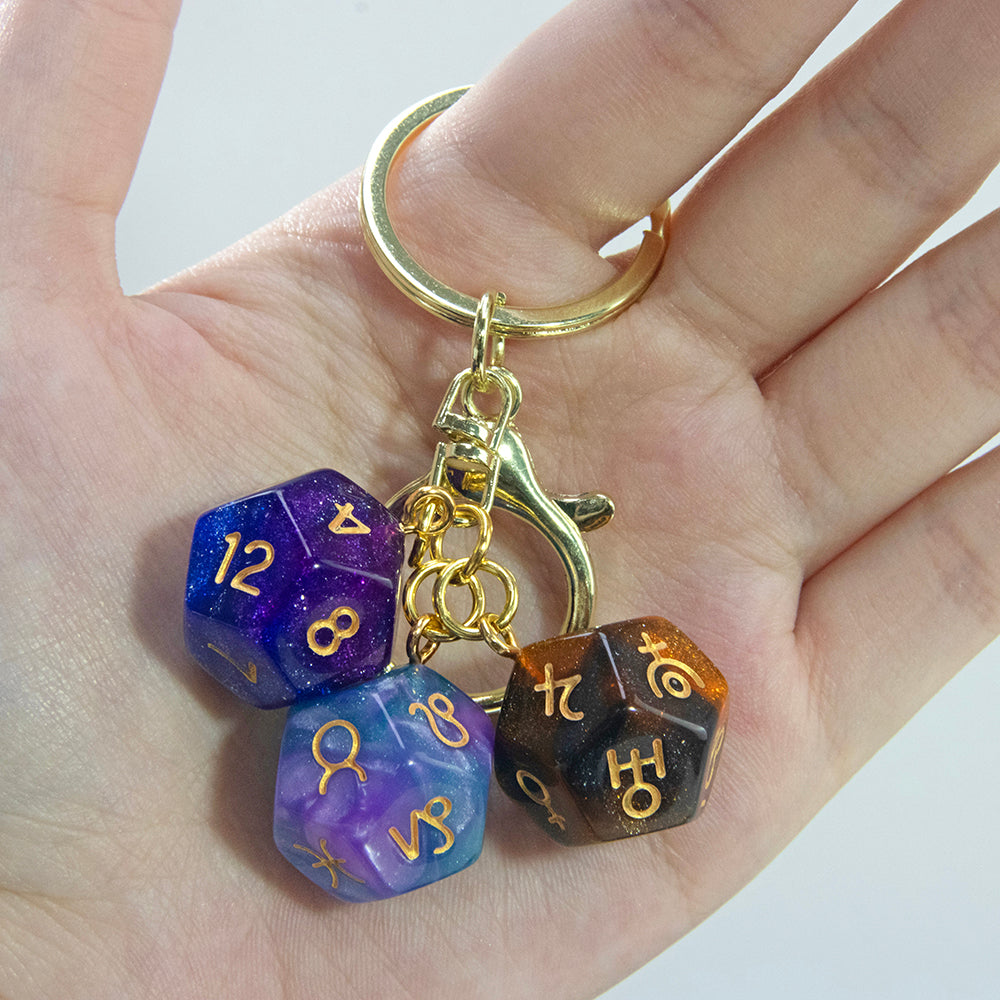 Dice Pendant Keychain Creative Gift Keyring Tarot D12 Dice Keychains for Wallet Handbag Lanyard