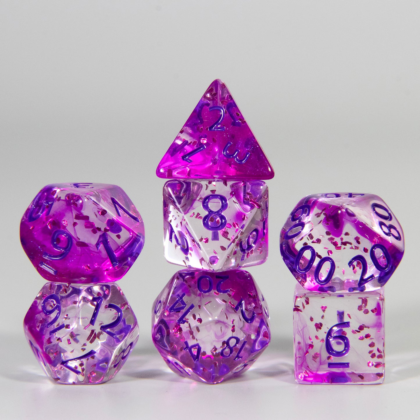 Glitter and Nebula Effect DND Dice Set 7pcs D4-D20 Polyhedral Dice for Role Playing Game Board Game Accessories As Gift