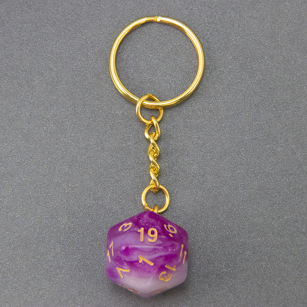 Starry Sky Effect Dice Keychain Fashion Dice Charm Keyring for Pouch Hand Bag Car Pendant