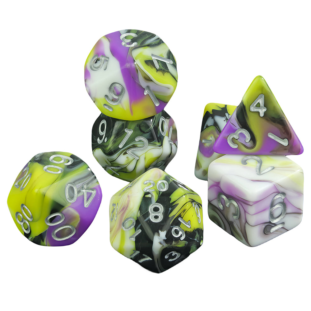 DND Dice Set 7pcs/set Mixing Colors Dice D4 D6 D8 D10 D% D12 D20 for DND RPG and Other Table Games