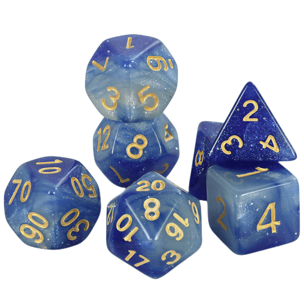 7pcs Polyhedral DND Dice Set Universe Galaxy Glitter Dice with Tube for D&D RPG Table Game Accessories