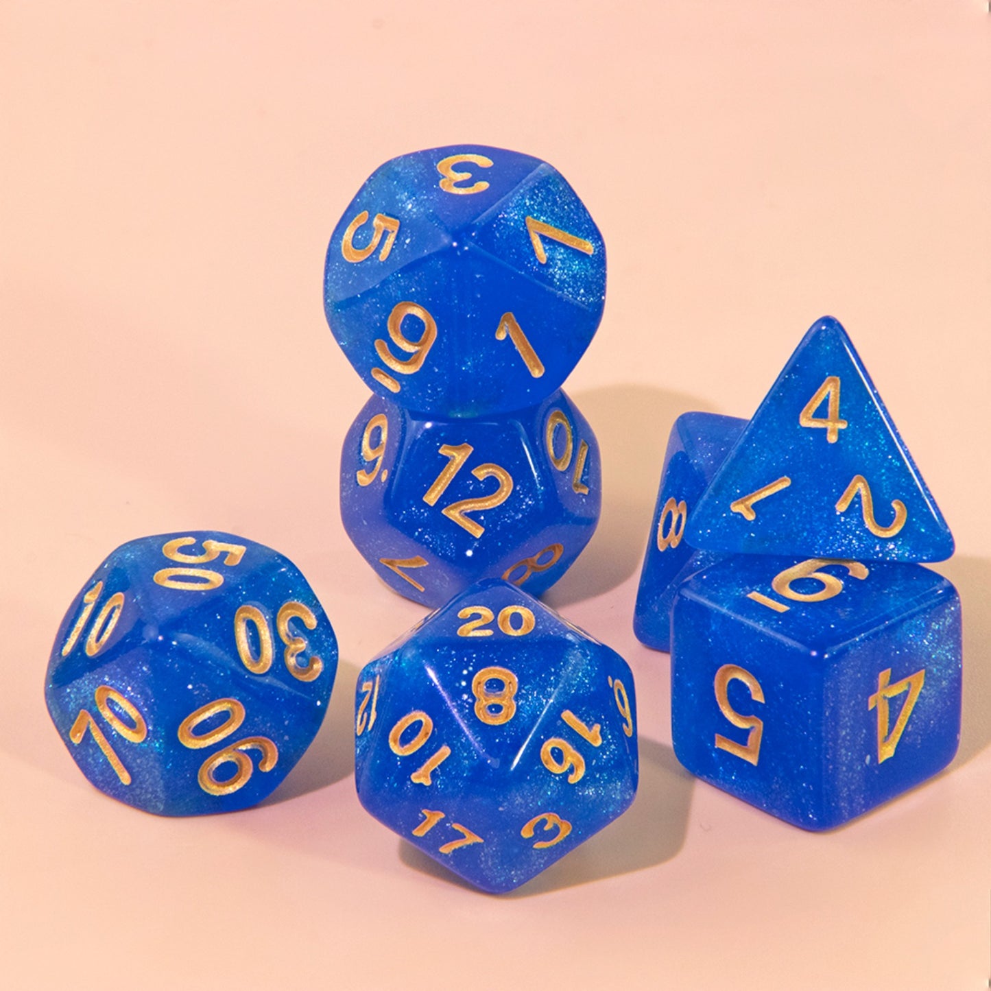 7pcs Glitter Polyhedral Dice Set D4 D6 D8 D% D10 D12 D20 Dice with Tube for D&D RPG Role Playing Game Table Game Accessories