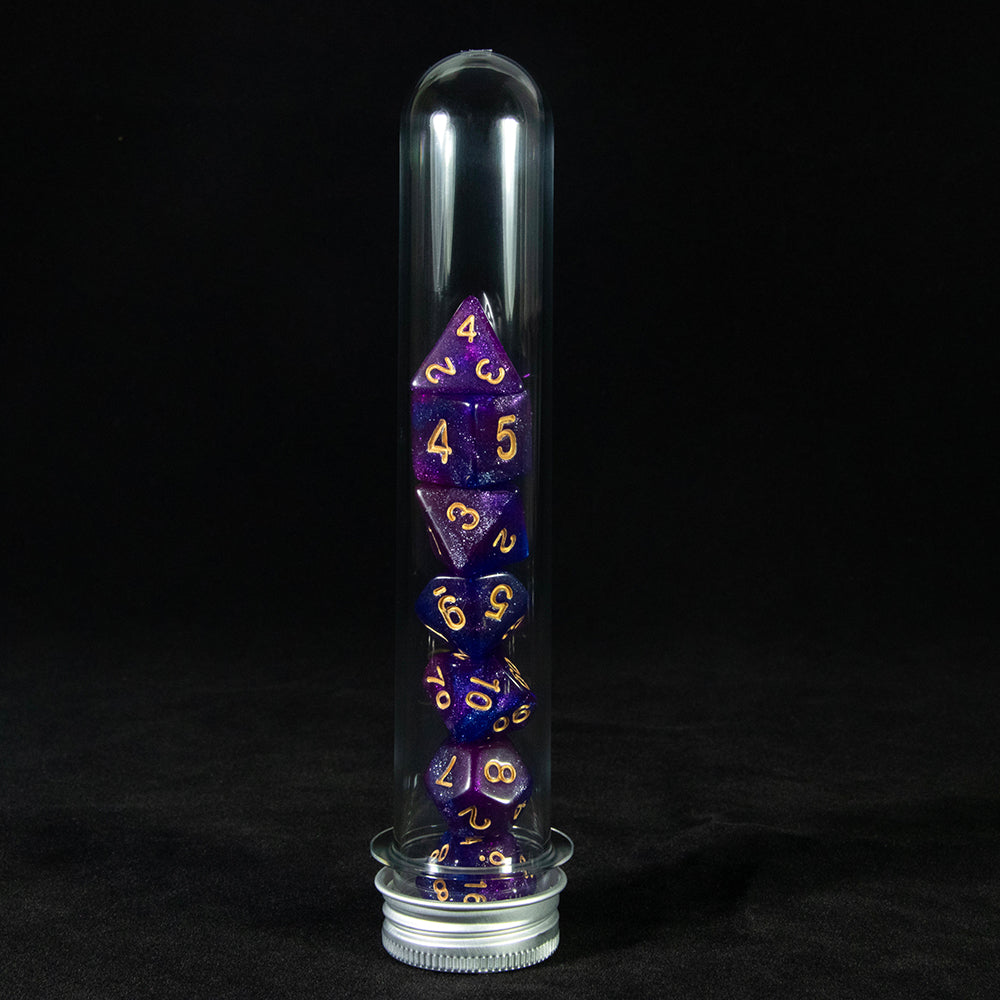 7pcs Polyhedral DND Dice Set Universe Galaxy Glitter Dice with Tube for D&D RPG Table Game Accessories