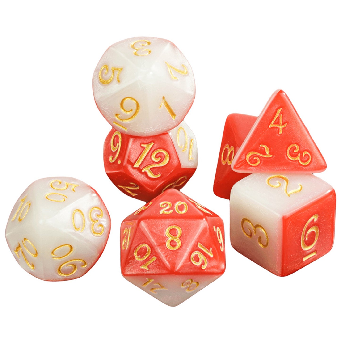 Splice Color Dice Set 7pcs Two-color DND Game Polyhedral Dice with Tube for D&D Role Playing Games and Tabletop Games