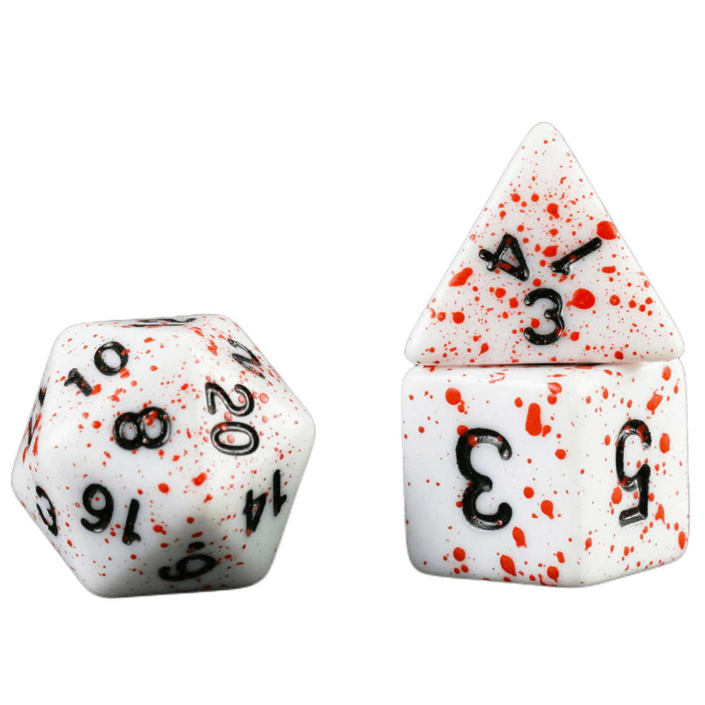 7pcs DND Dice Set Splatter Effect Polyhedral Dice D4-D20 for Role Playing DND Board Game