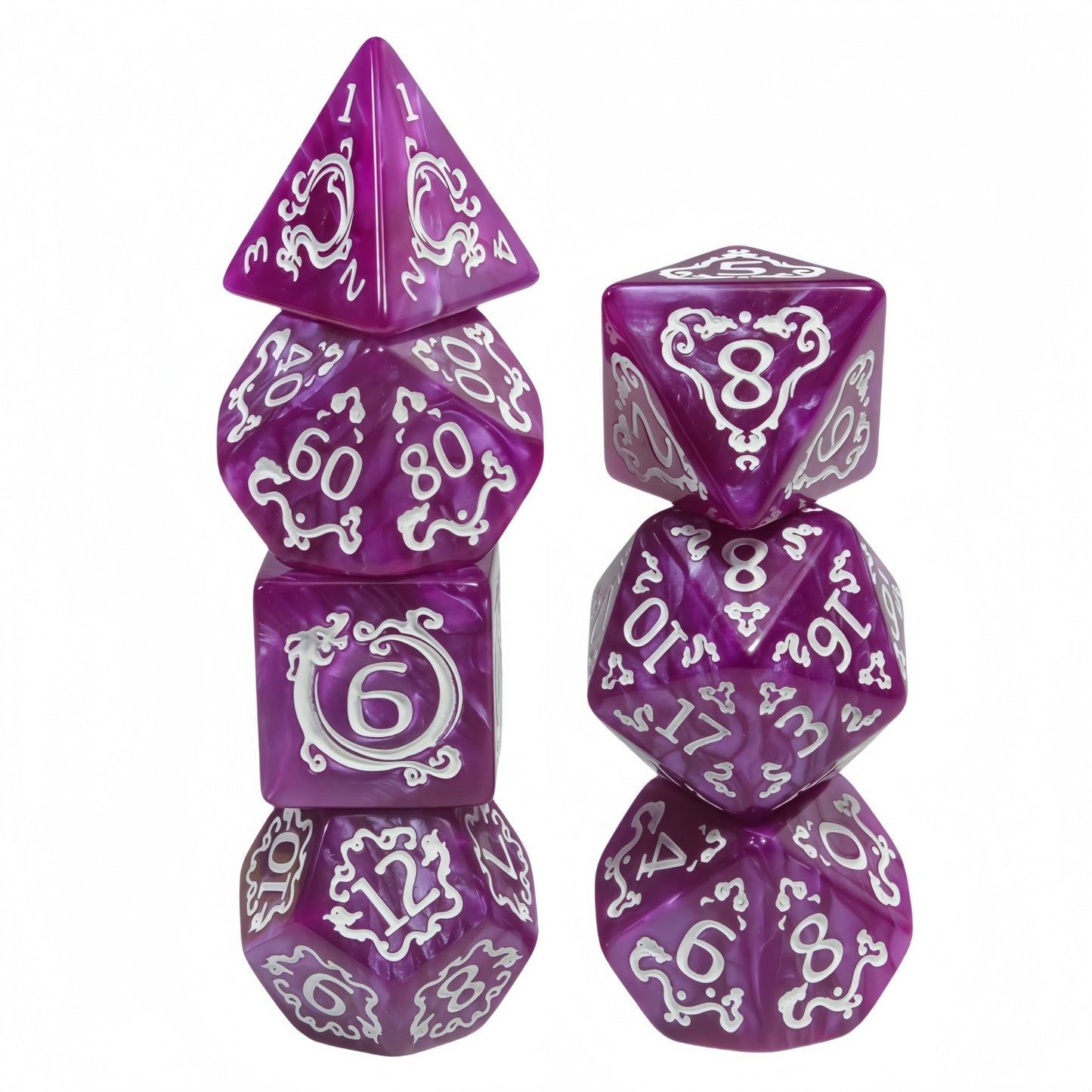 DNDGame Polyhedral Dice Set Dragon Pattern 7pcs of D4 D6 D8 D10 D10% D12 D20 for RPG Board Game Accessories