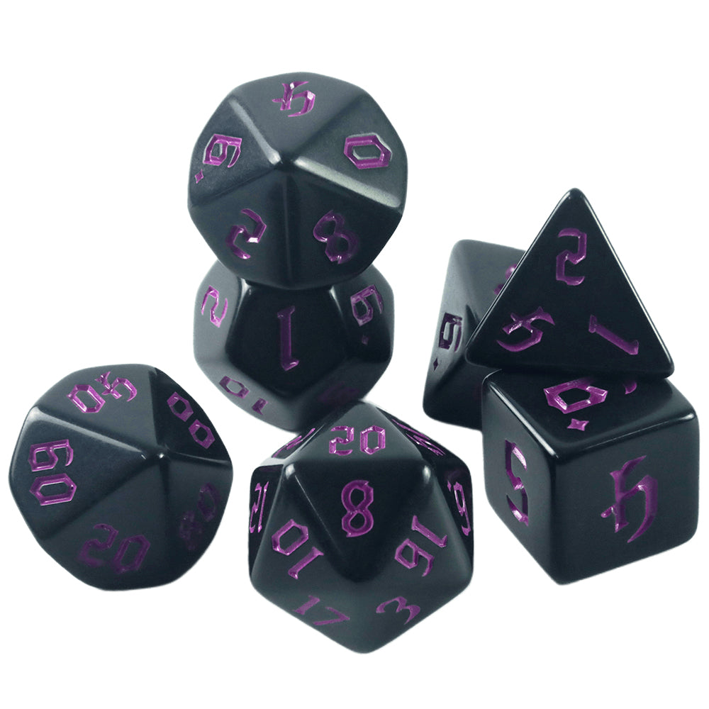 Opaque Dice Set 7pcs Game Black Dice Polyhedral Dice Set for Entertainment Toys & Games Accessories 7pcs - D4 D6 D8 D10 D00 D12 D20 with Tube