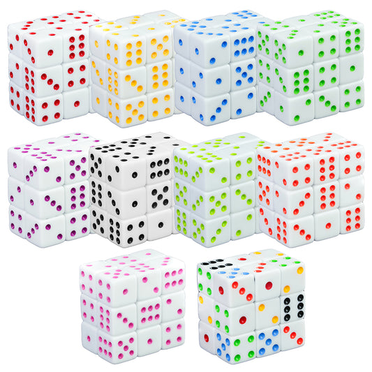 10pcs D6 Dice Set 16mm Square Corner Colorful Pips Dots for DND TRPG DIY Tabletop Game