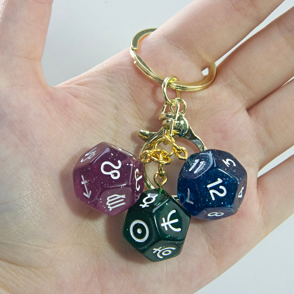 Dice Pendant Keychain Creative Gift Keyring Tarot D12 Dice Keychains for Wallet Handbag Lanyard