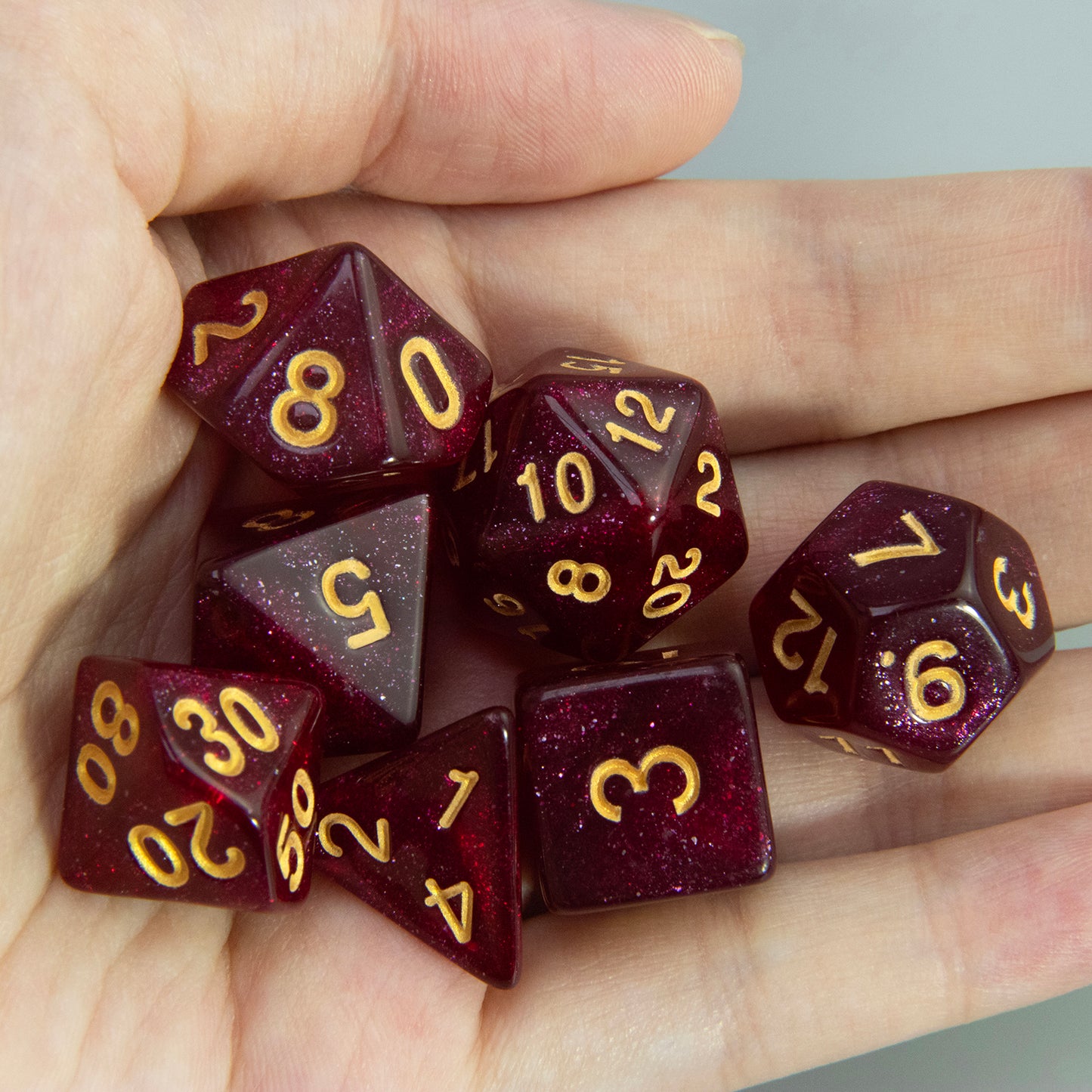 Glitter Dice Set 7pcs Game Polyhedral Dice D4, D6, D8, D10, D%, D12, D20 for D&D Game and Funny Entertainment Board Games