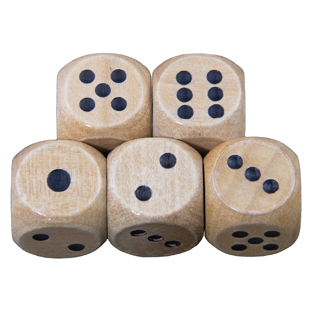 5pcs 16mm Wooden Dice 6 Sided Game Dice for Dice Game Math Teaching DIY Board Game