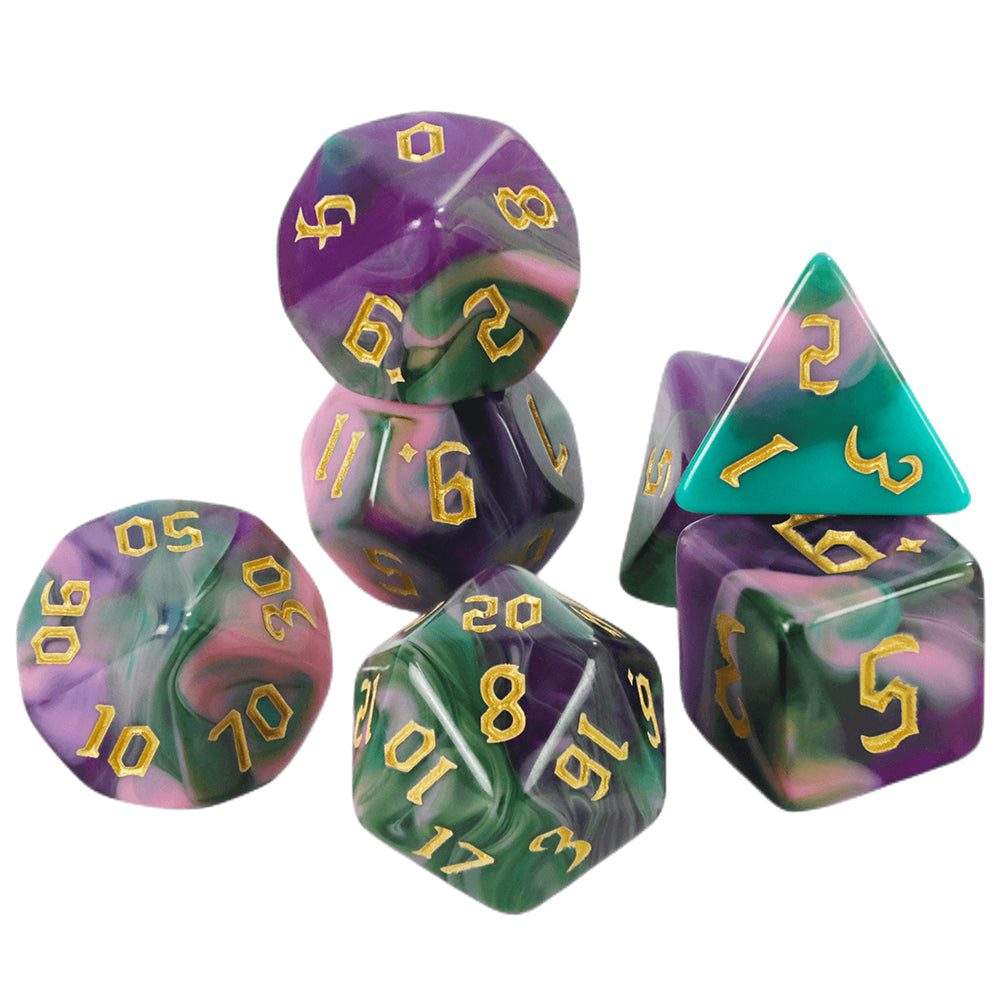 DND Dice Set 7 PCS Polyhedral Game Dice Mixing Color DND Role Playing Dice for Dungeon Game DND RPG Magic Game Table Games Dice D4 D6 D8 D10 D12 D20