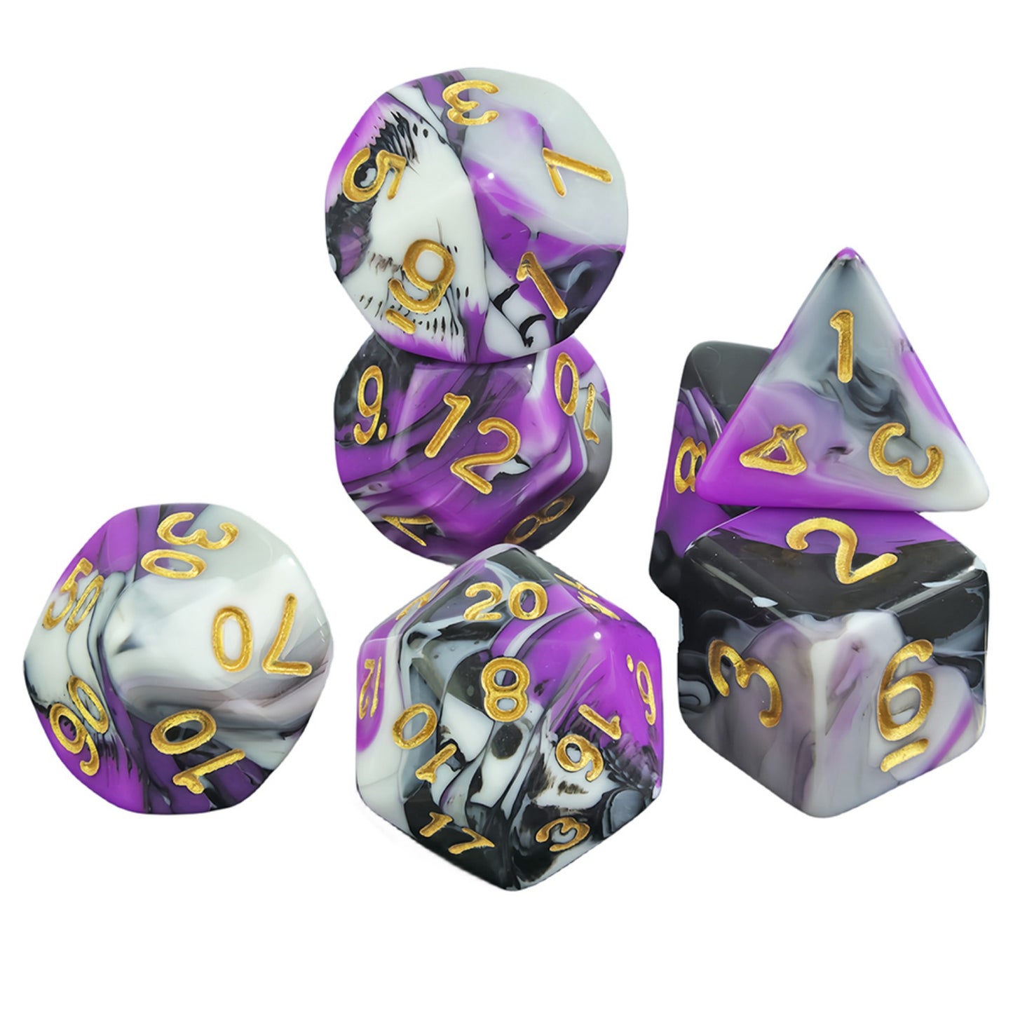 Mixing Colors Dice Set DND Polyhedral Dice for D&D Board Game and Role Playing Game Accessorie 7pcs dice - D4-D20,with Tube