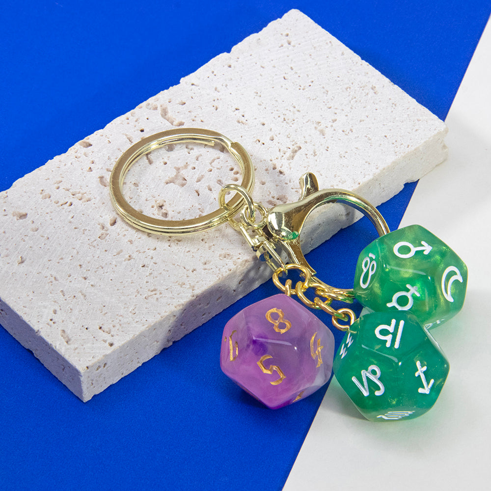 Dice Pendant Keychain Creative Gift Keyring Tarot D12 Dice Keychains for Wallet Handbag Lanyard