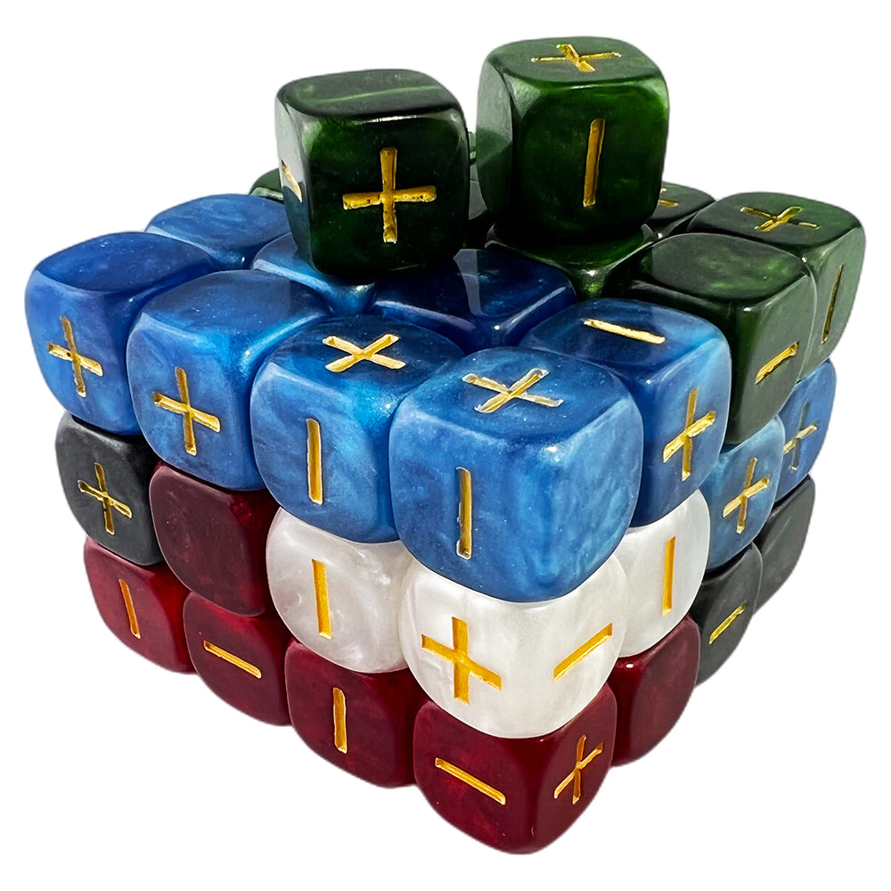 10Pcs Standard Fudge Dice (+/-/0 Symbols) - Compatible with All Fudge-Based Games Marble Effect Dice